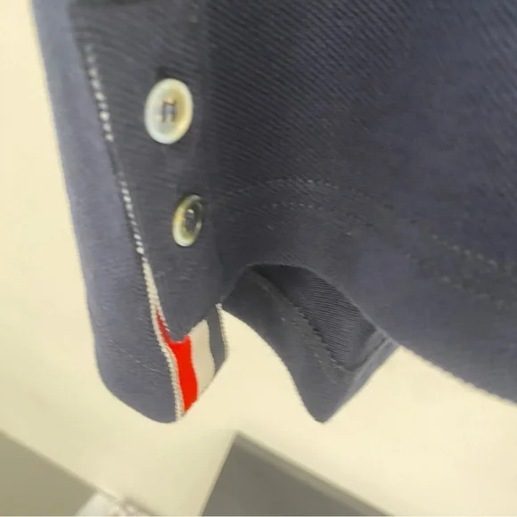 Thom Browne Blue Short Sleeve Tee with White Stripe Detail